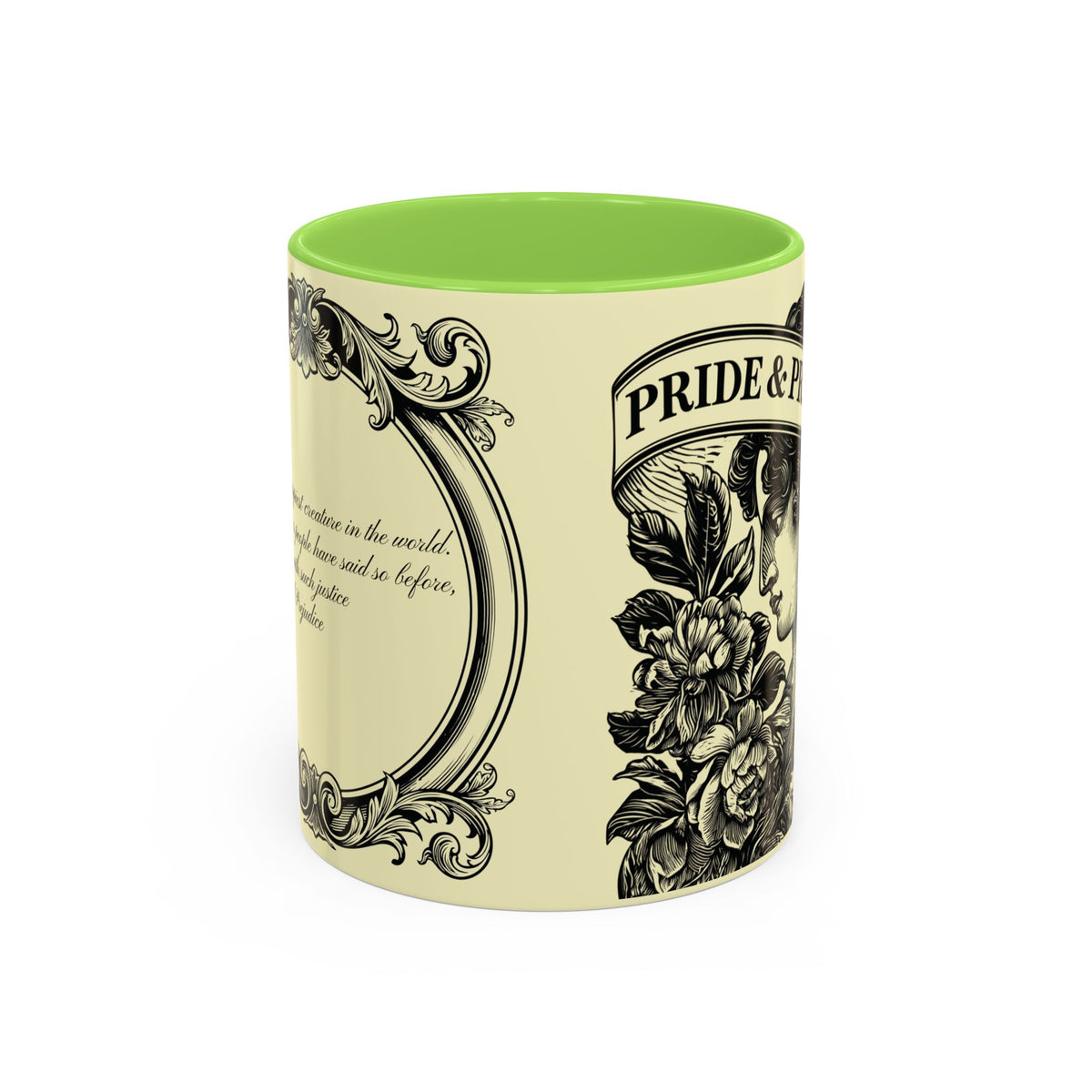 Pride & Prejudice Vintage Floral Mug — “Pride & Prejudice” Ceramic Book Lover Mug (11oz/15oz)