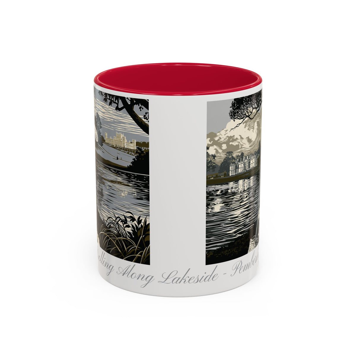 'Strolling Pemberley' Ceramic Coffee Cup — Vintage Regency Silhouette Mug