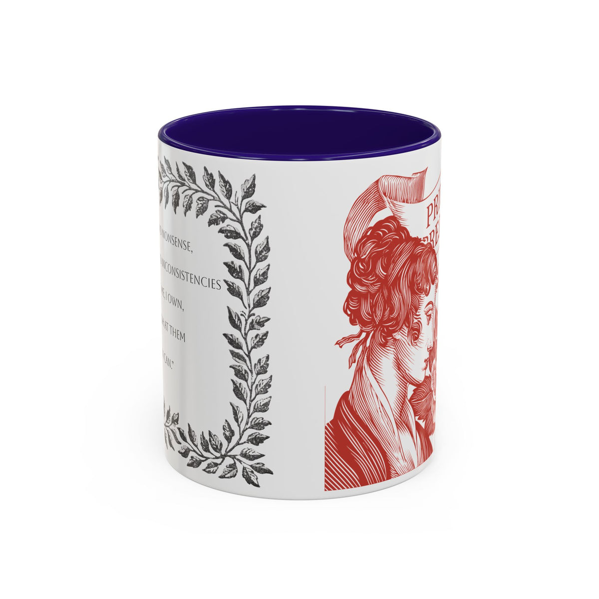 "...follies and nonsense" Elizabeth Bennet Quote  —  Pride & Prejudice Floral Mug (11oz/15oz)