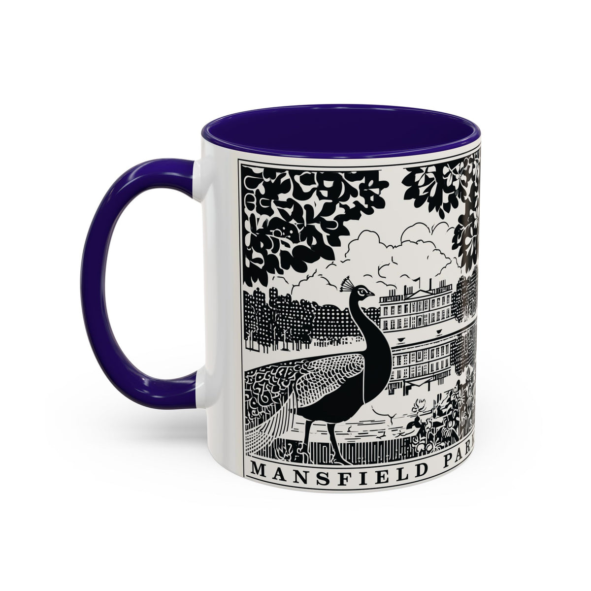 Mansfield Park Peacock Illustration Mug | Vintage Etching Wraparound
