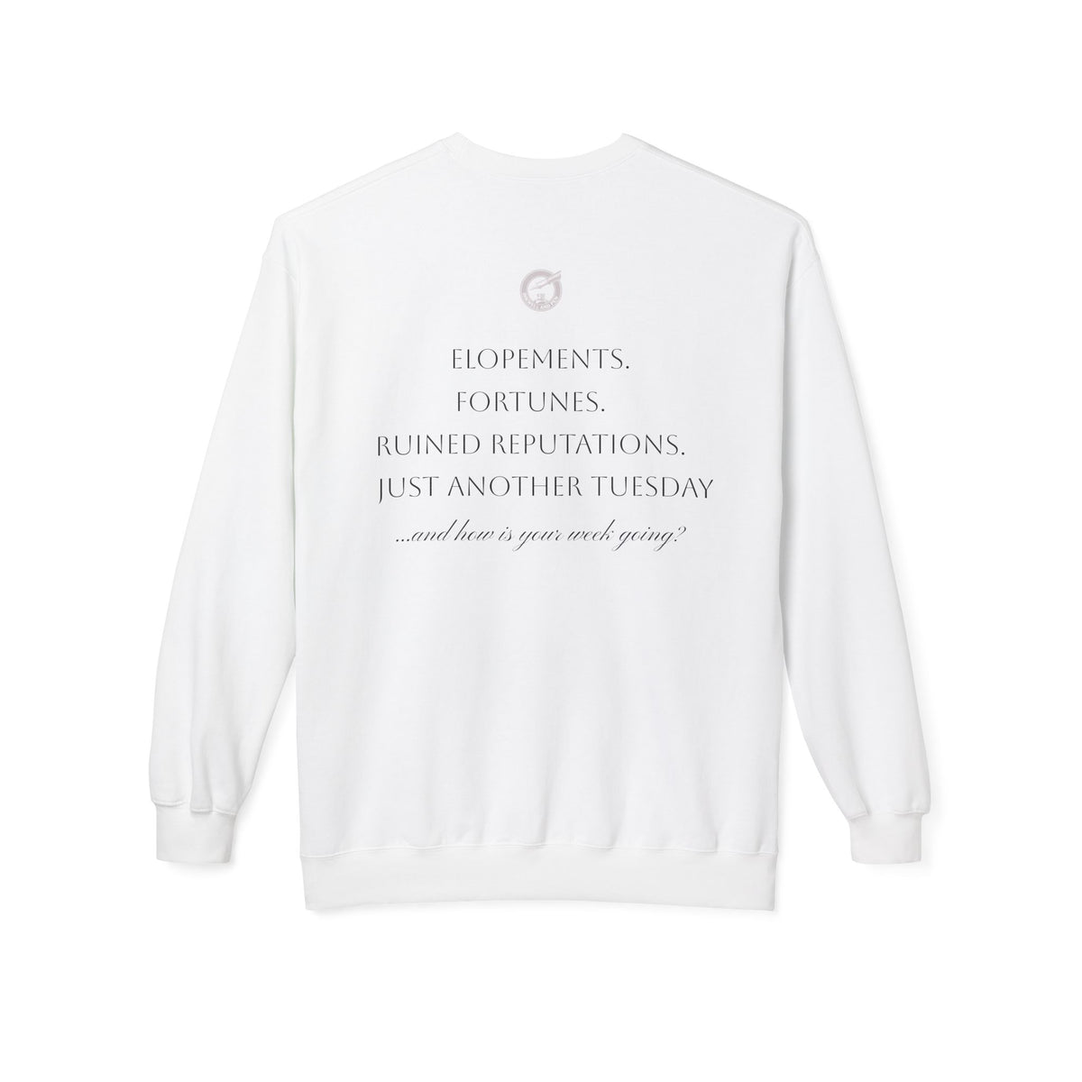 Regency Drama Crewneck Sweatshirt — "Rife With Regency Drama" Vintage Floral Graphic