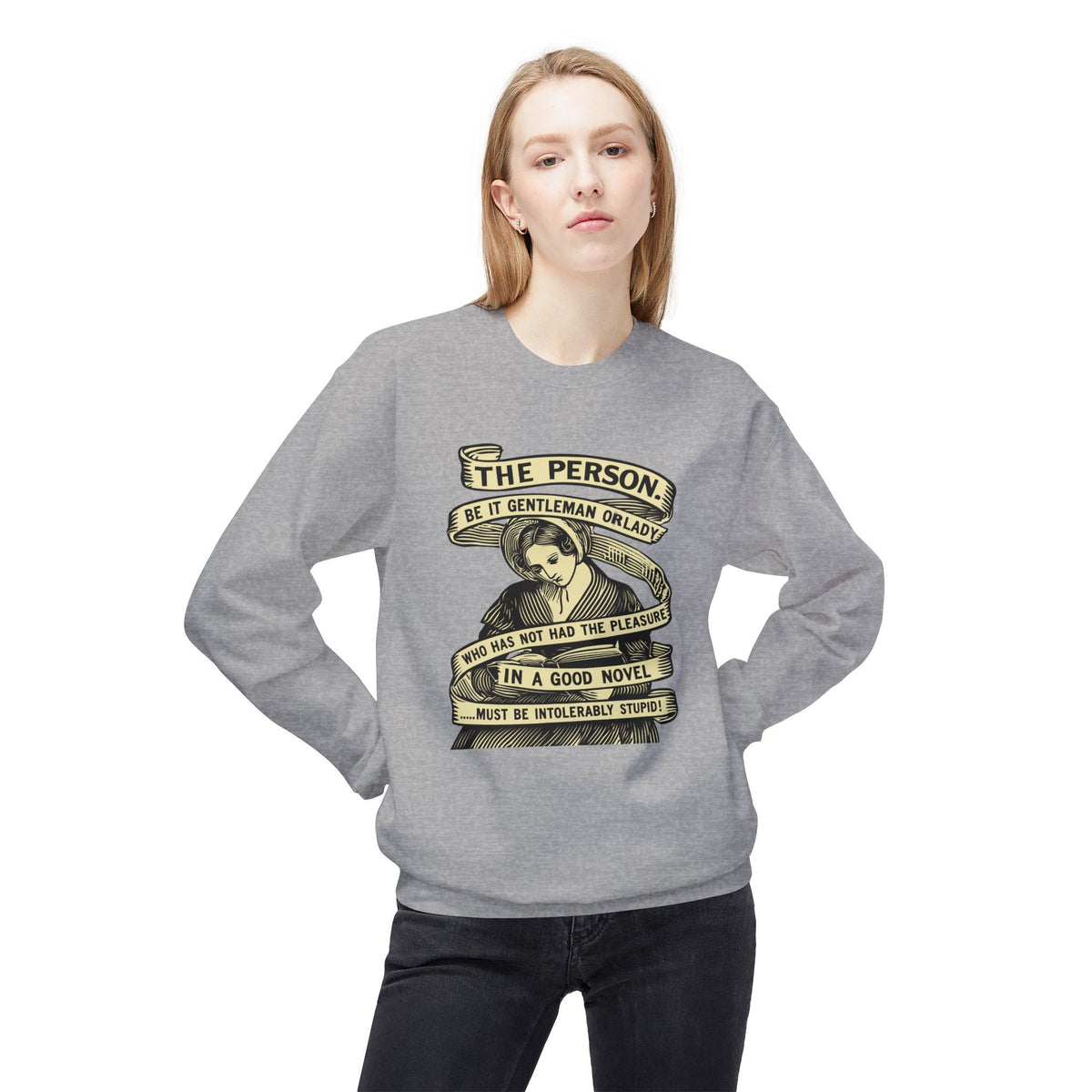 Novel Lover Crewneck Sweatshirt — "Reading Good Books" Vintage Book Quote