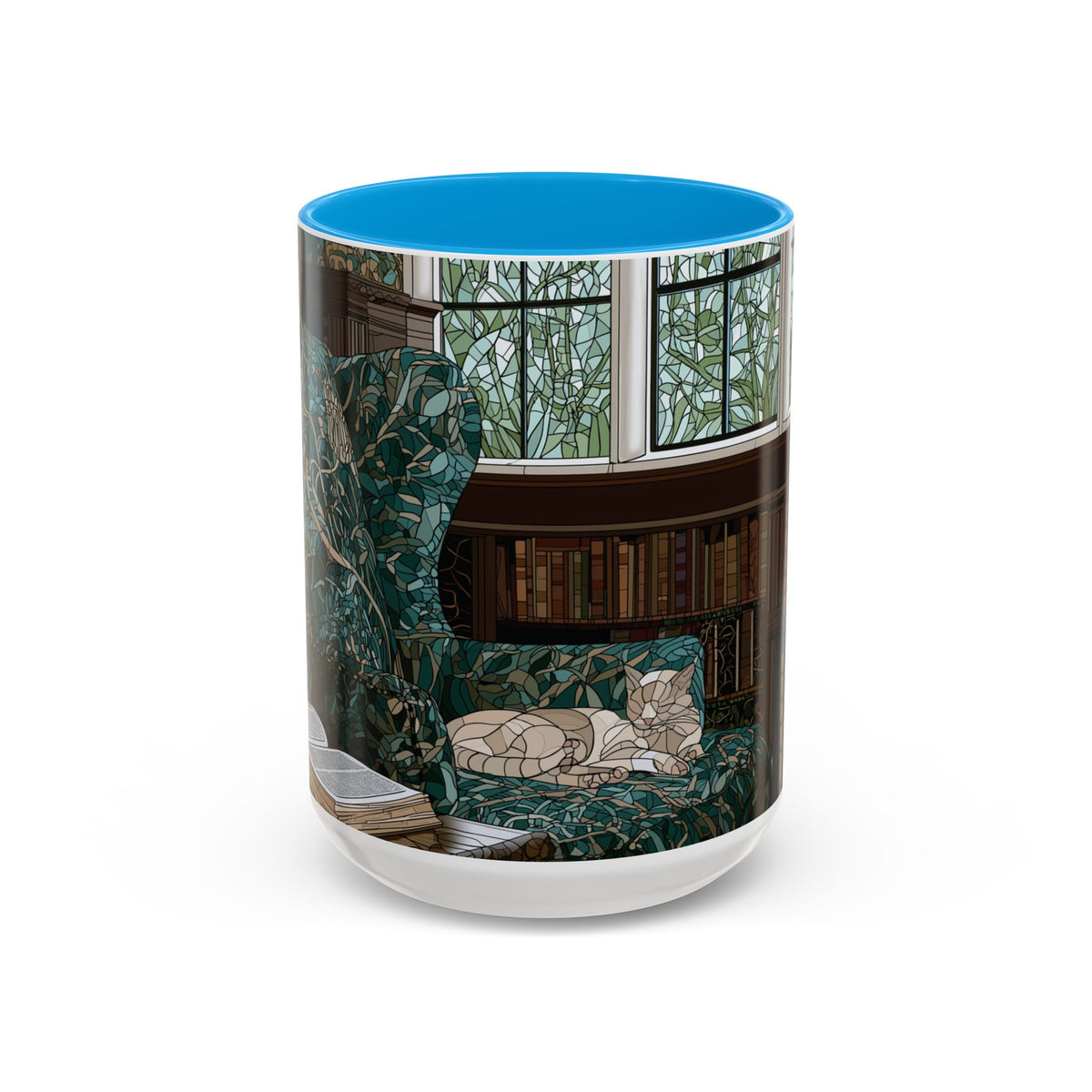 Cozy Reading Nook Cat Mug | Ceramic Coffee Cup 11oz 15oz