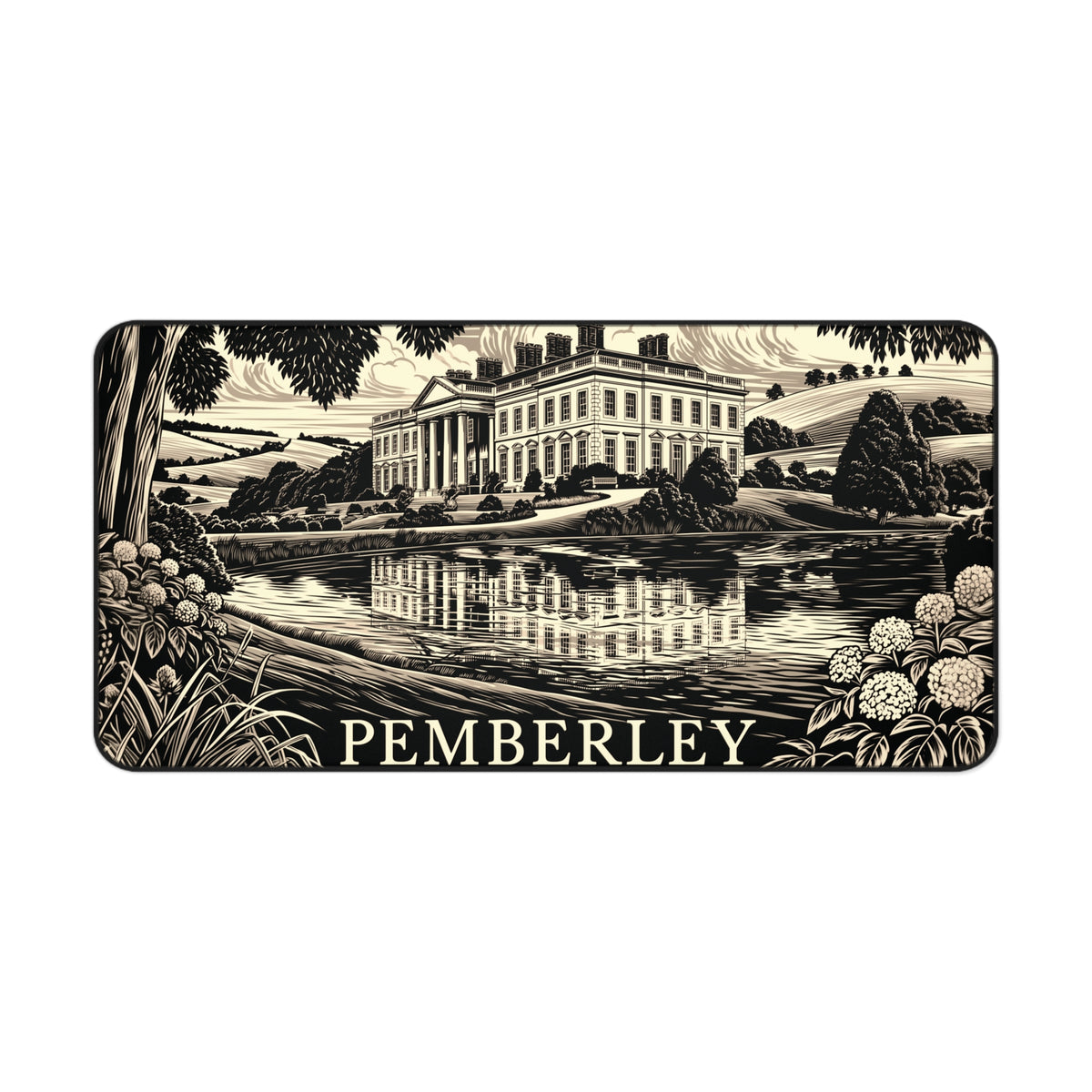 Pemberley Estate Illustration Desk Mat | Regency Manor Landscape