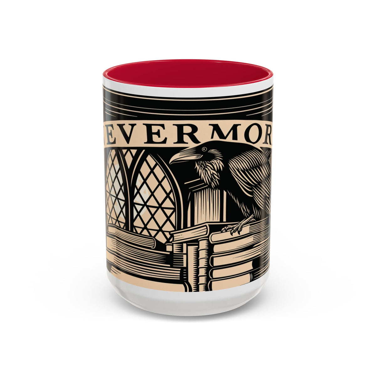 x Nevermore Raven woodcut illustration Mug | Edgar Allan Poe inspired
