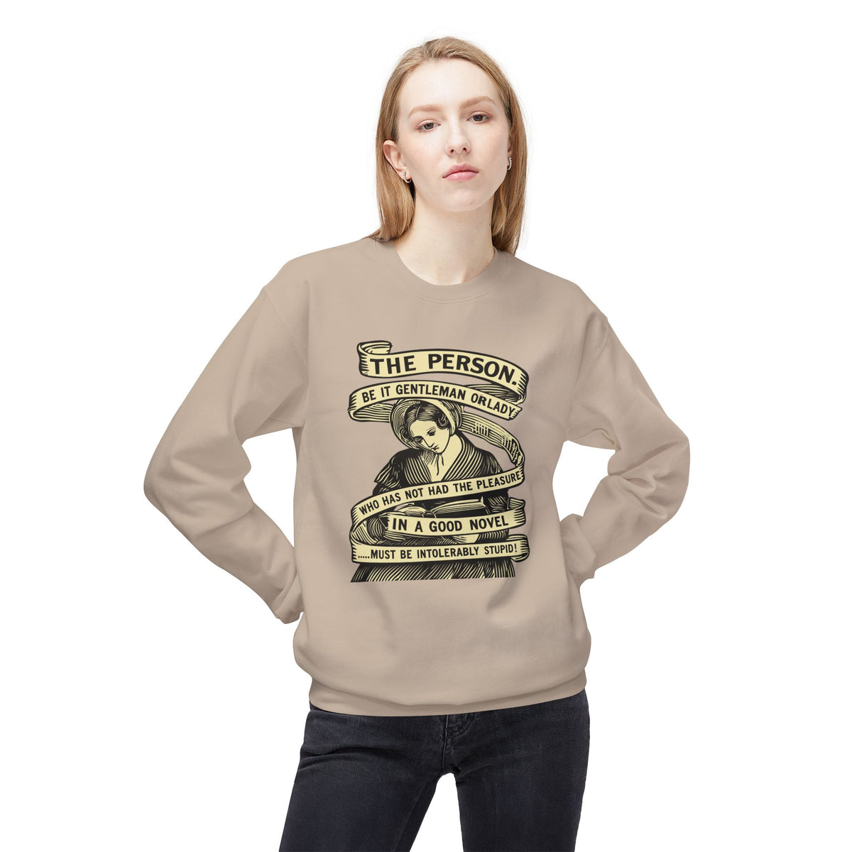 Novel Lover Crewneck Sweatshirt — "Reading Good Books" Vintage Book Quote
