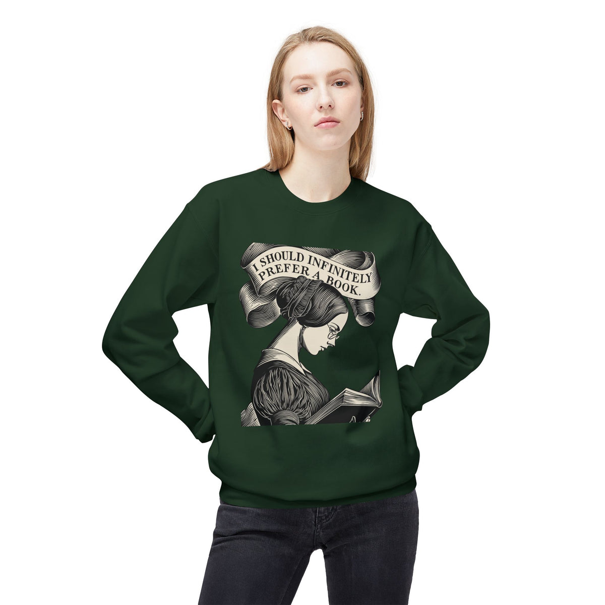 Book Lover Sweatshirt — "I Should Infinitely Prefer a Book" Vintage Reading Crewneck