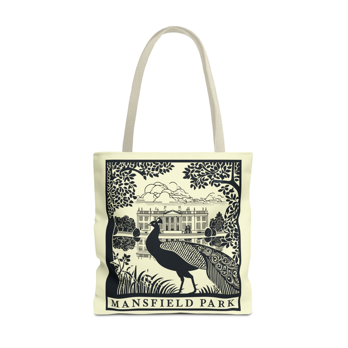 Mansfield Park Illustrated Tote — Vintage Estate Peacock Tote Bag