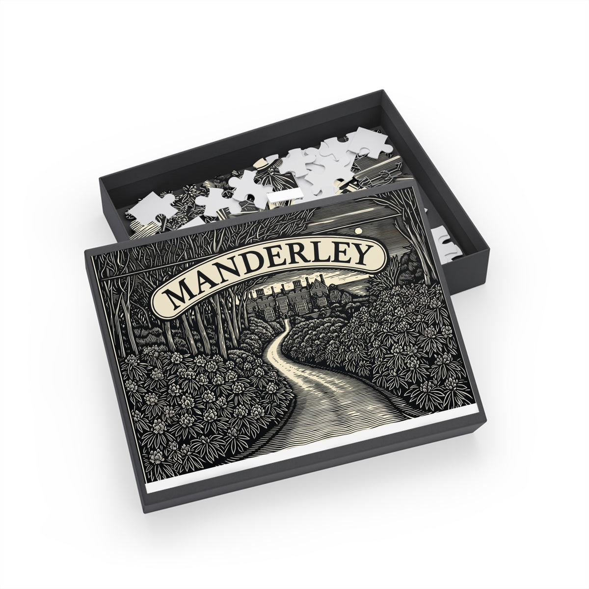 Manderley Scenic Puzzle — 'Manderley' Vintage Manor Path Jigsaw (96/252/500/1000 pcs)