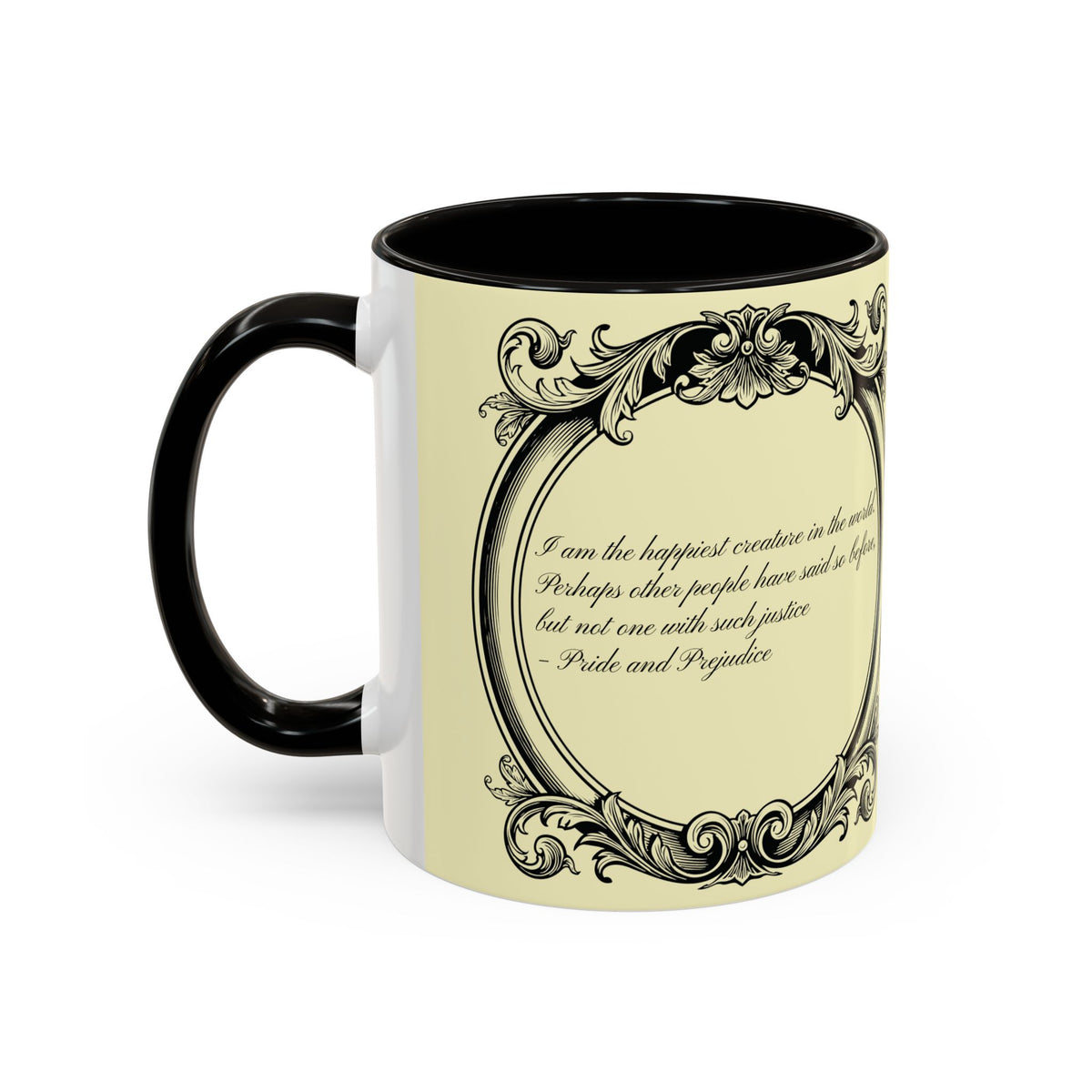 Pride & Prejudice Vintage Floral Mug — “Pride & Prejudice” Ceramic Book Lover Mug (11oz/15oz)