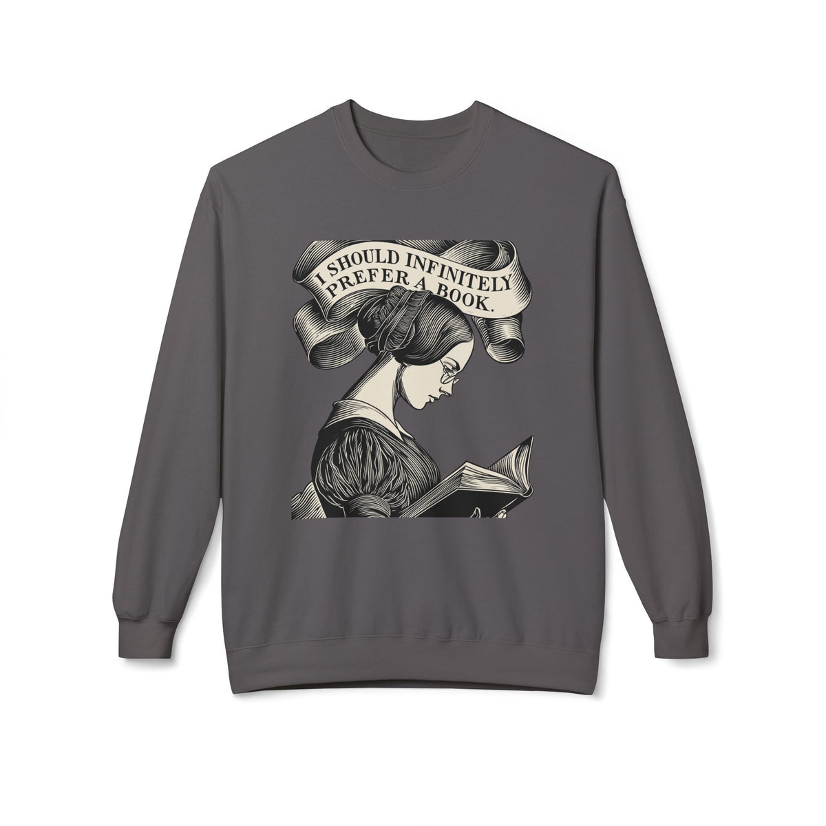 Book Lover Sweatshirt — "I Should Infinitely Prefer a Book" Vintage Reading Crewneck