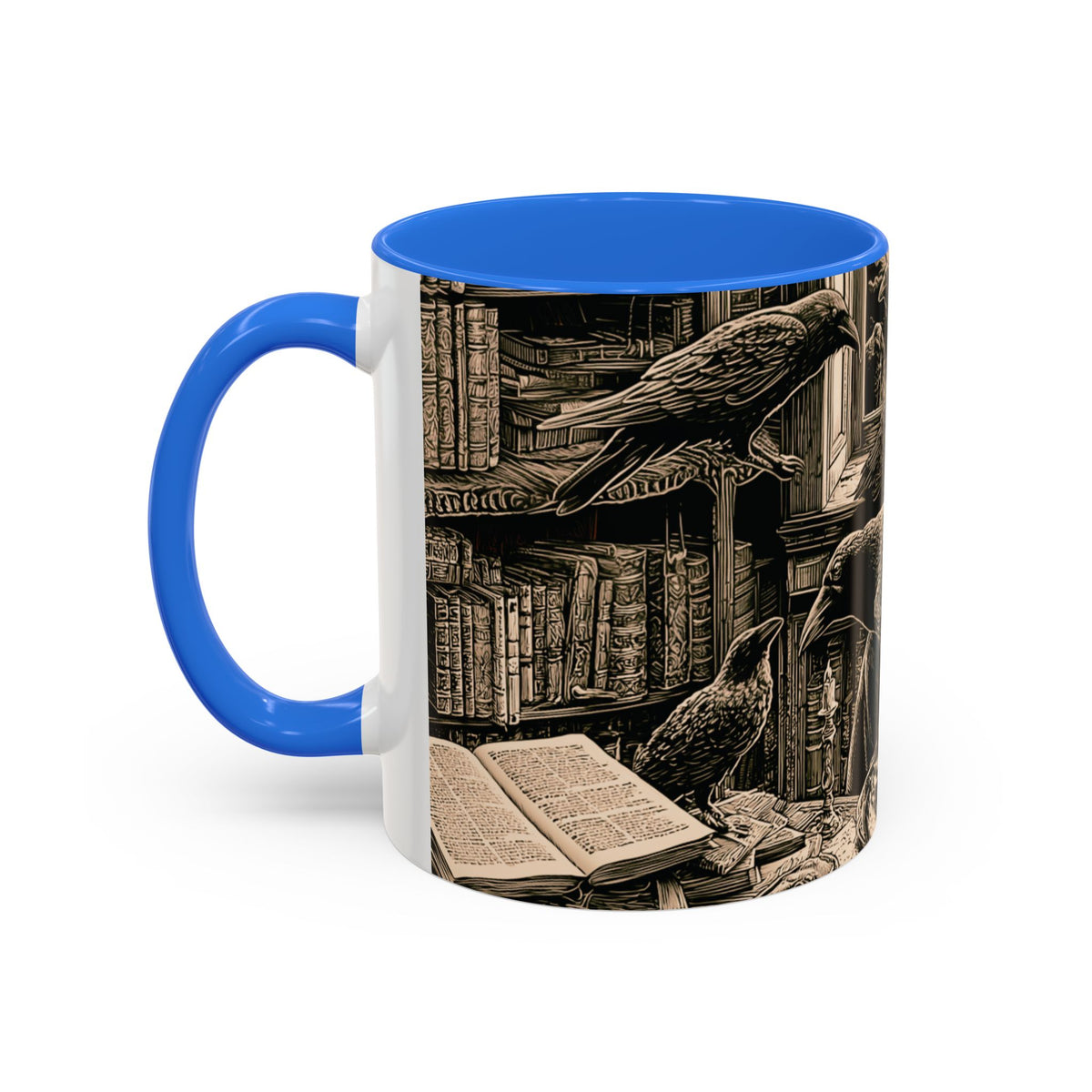 Edgar Allan Poe Raven Portrait Mug | Ceramic Coffee Cup