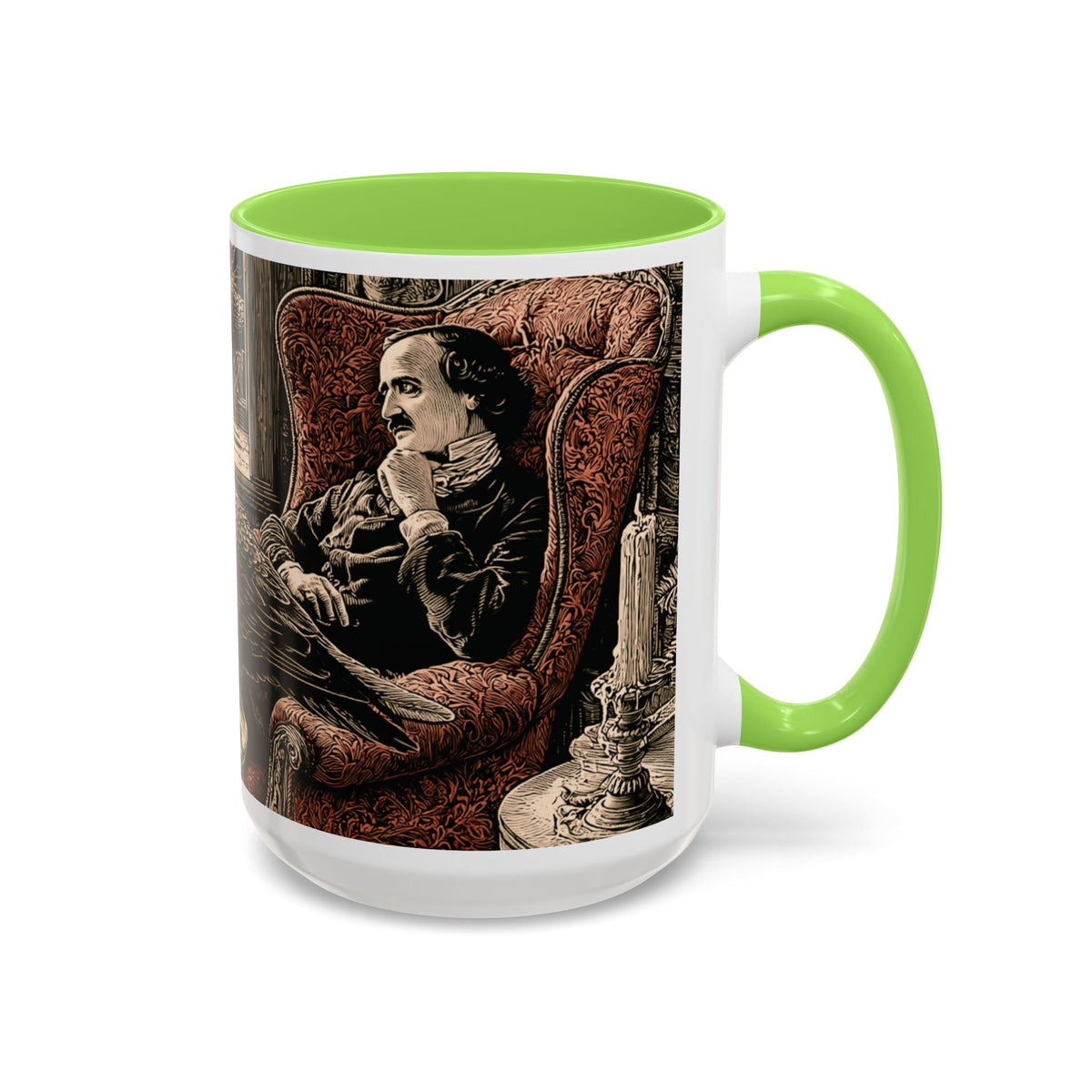 Edgar Allan Poe Raven Portrait Mug | Ceramic Coffee Cup