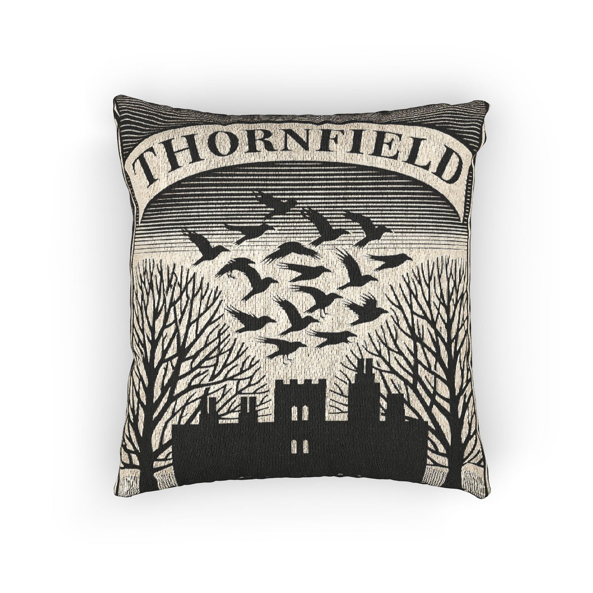 Gothic Manor Woven Pillow — Thornfield Hall Silhouette Throw