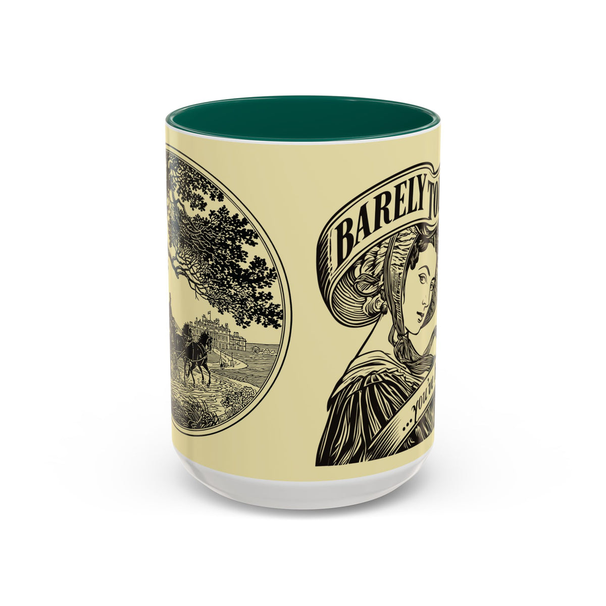 Vintage 'Barely Tolerable' Illustration Coffee Mug (11oz/15oz)