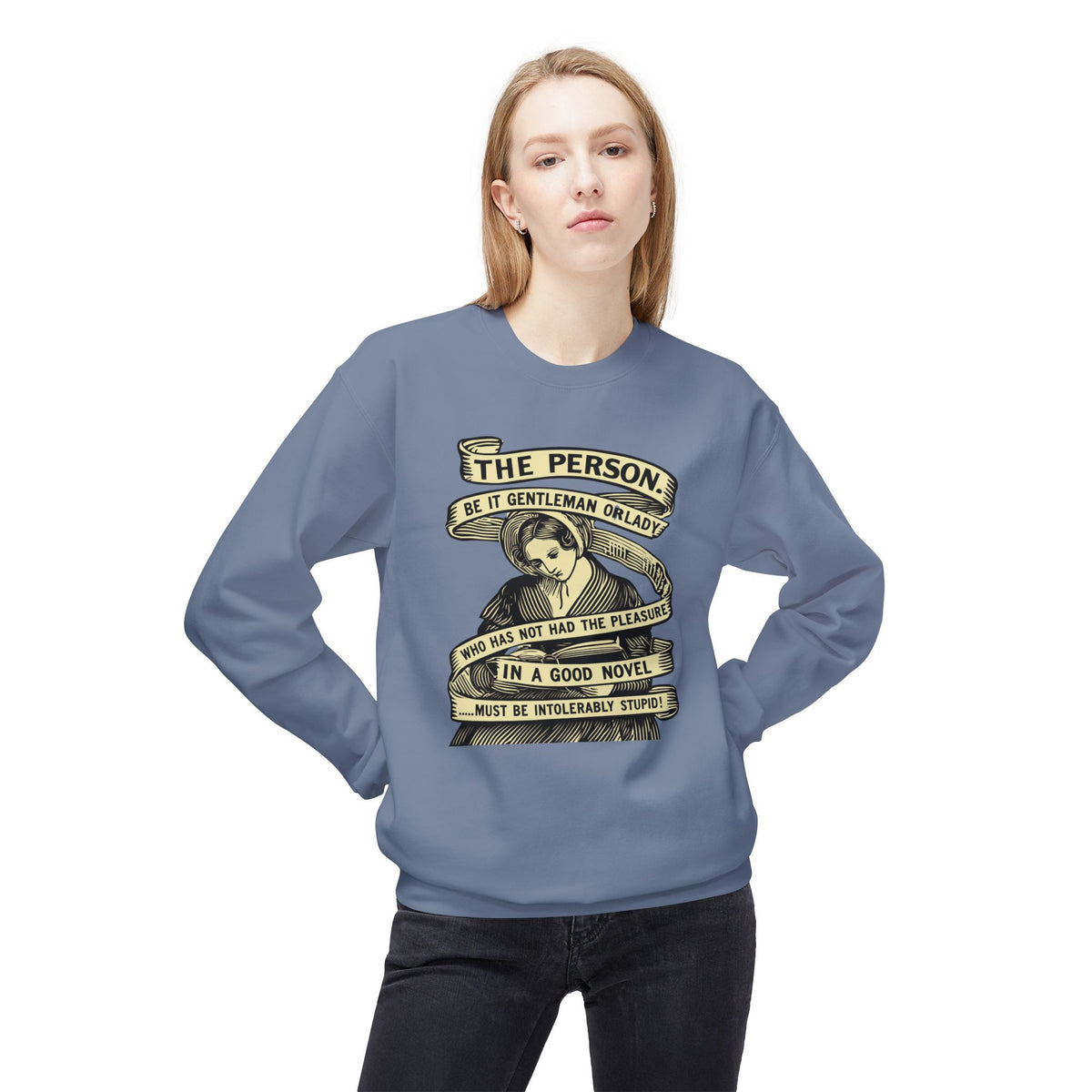 Novel Lover Crewneck Sweatshirt — "Reading Good Books" Vintage Book Quote