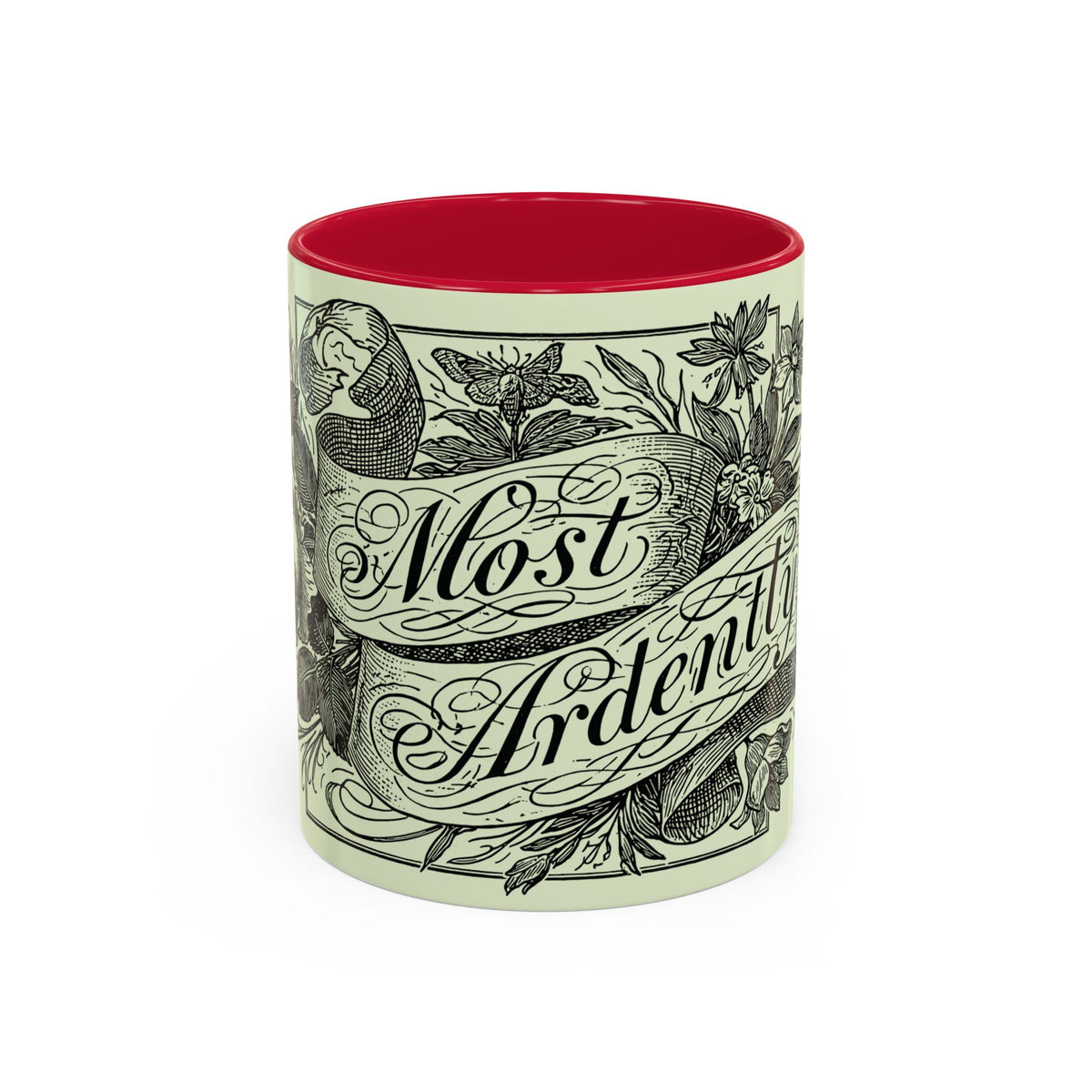 Most Ardently script banner floral Mug | Pink 11 or 15 oz.