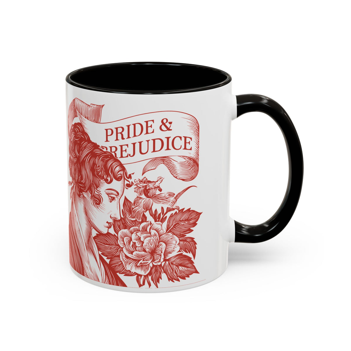 "...follies and nonsense" Elizabeth Bennet Quote  —  Pride & Prejudice Floral Mug (11oz/15oz)
