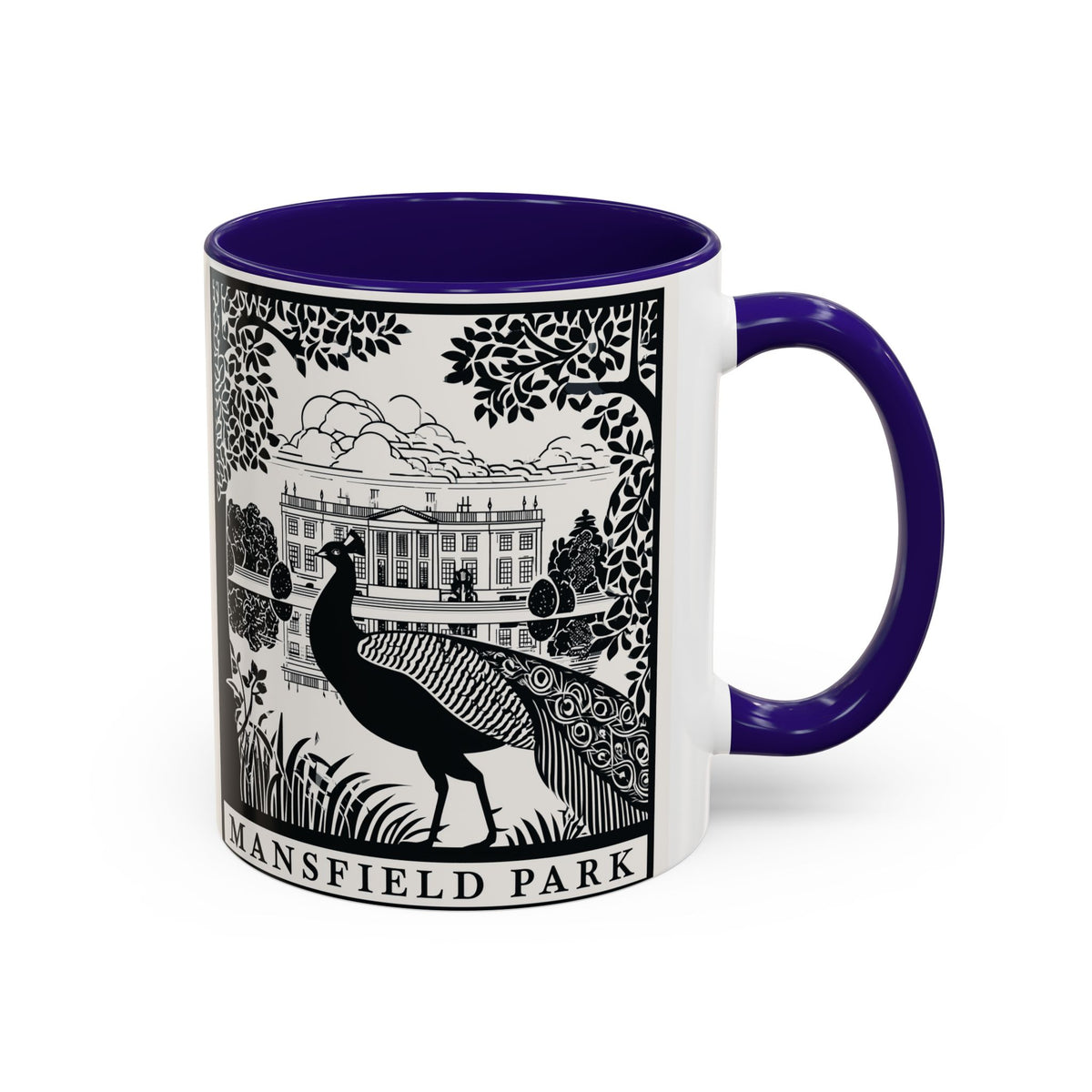 Mansfield Park Peacock Illustration Mug | Vintage Etching Wraparound
