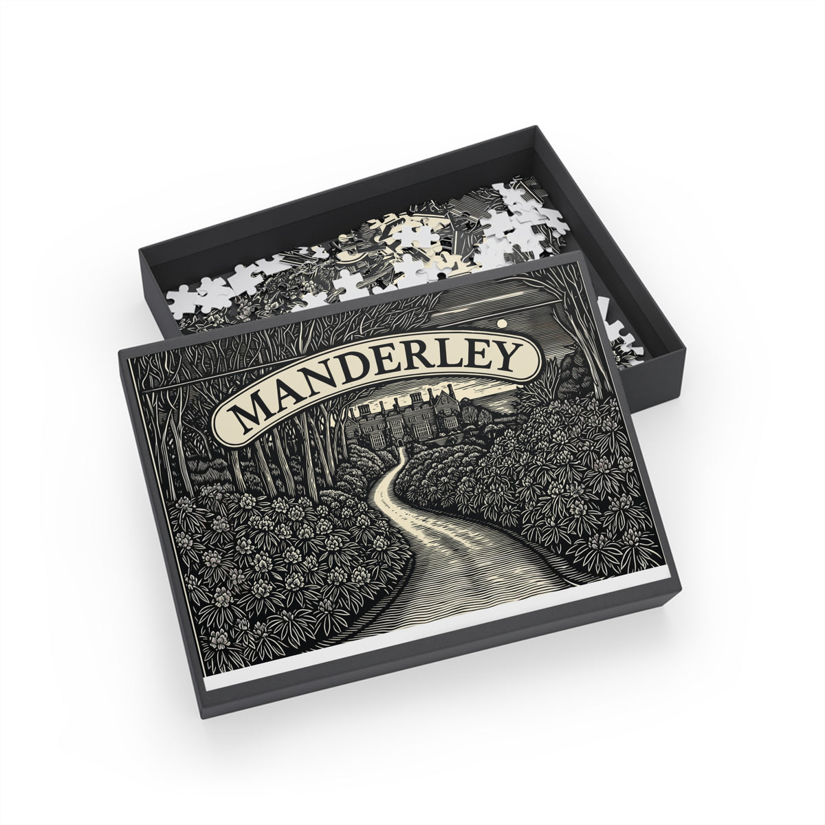 Manderley Scenic Puzzle — 'Manderley' Vintage Manor Path Jigsaw (96/252/500/1000 pcs)
