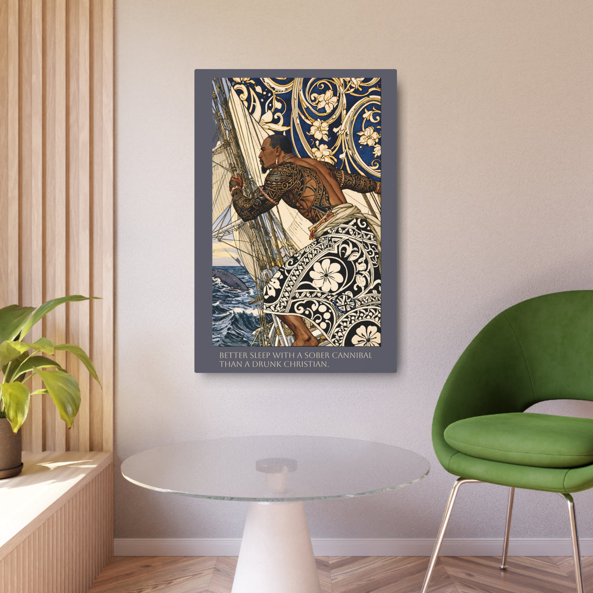 Zanzibar Whaler — Whale Sighting Metal Art Sign — "Better Sleep with a Sober Cannibal" Wall Decor