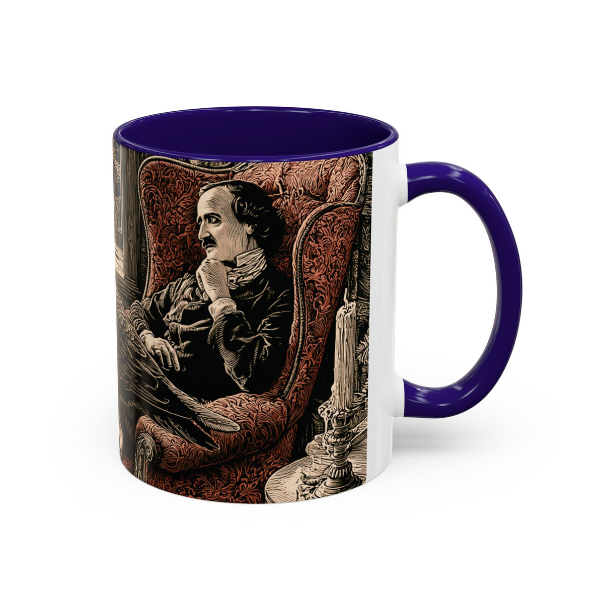 Edgar Allan Poe Raven Portrait Mug | Ceramic Coffee Cup