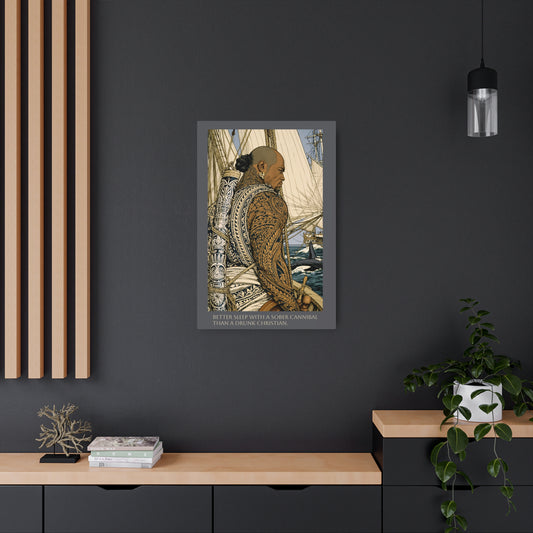 Nautical Tattooed Sailor — Helmsman's Watch Metal Art Sign — "Better Sleep with a Sober Cannibal" Wall Decor