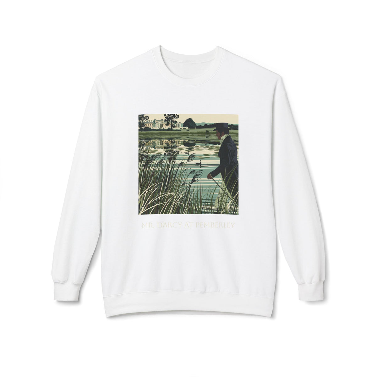 Mr. Darcy Crewneck Sweatshirt — "Mr. Darcy at Pemberley" Classic Jane Austen Sweatshirt