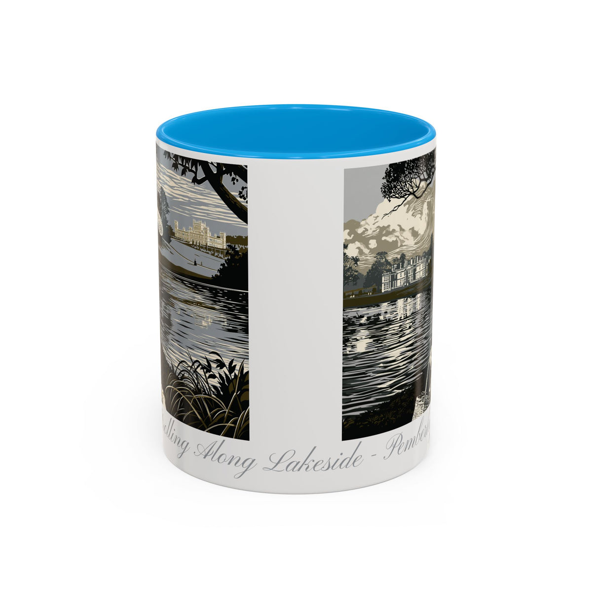 'Strolling Pemberley' Ceramic Coffee Cup — Vintage Regency Silhouette Mug