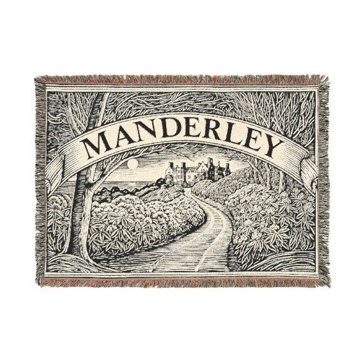 x Manderley Estate Landscape Woven Blanket | Vintage Manor Tapestry Throw