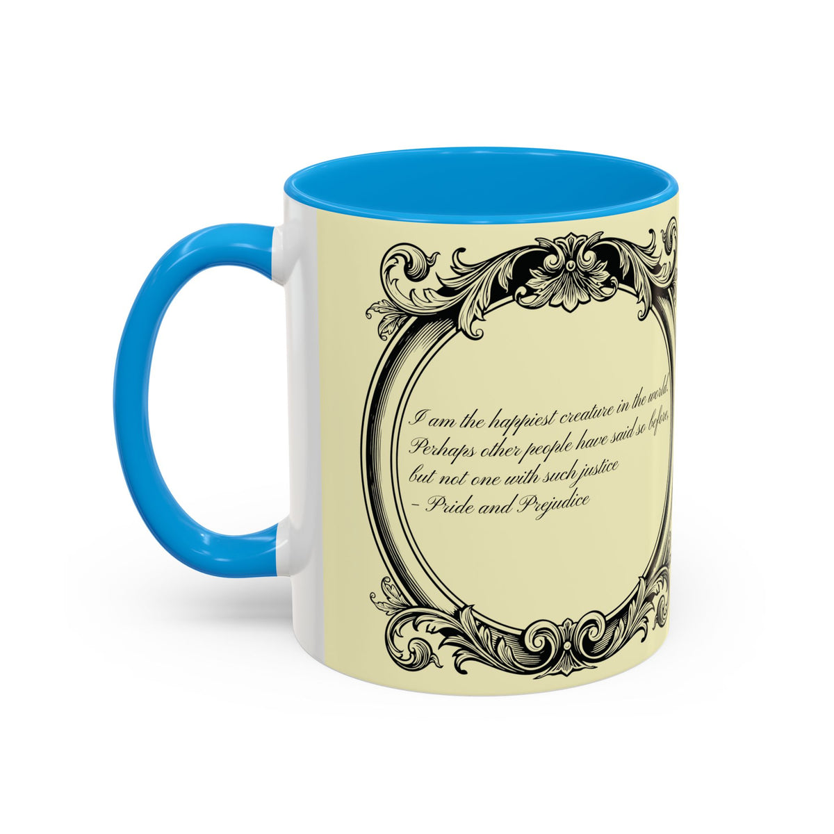 Pride & Prejudice Vintage Floral Mug — “Pride & Prejudice” Ceramic Book Lover Mug (11oz/15oz)