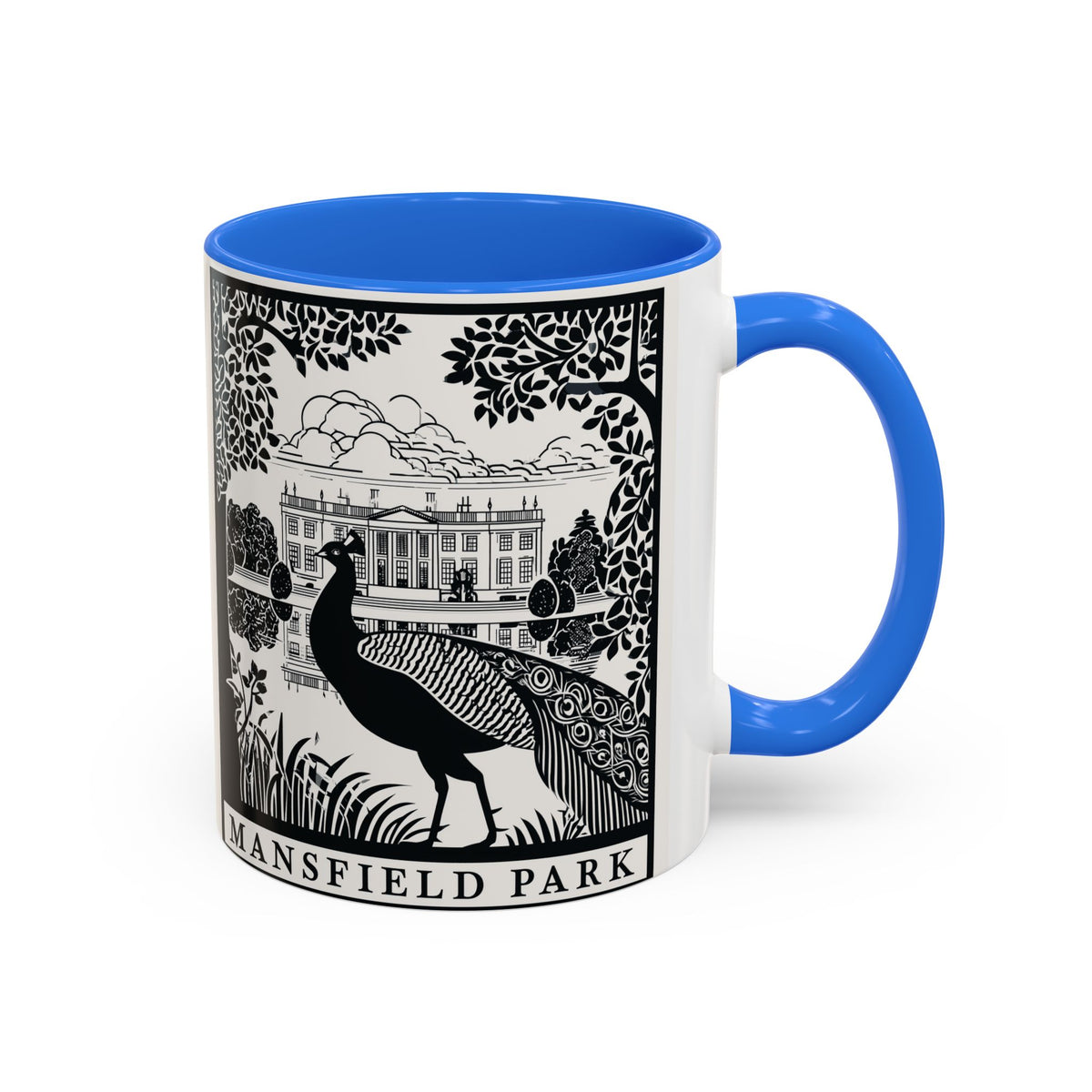 Mansfield Park Peacock Illustration Mug | Vintage Etching Wraparound