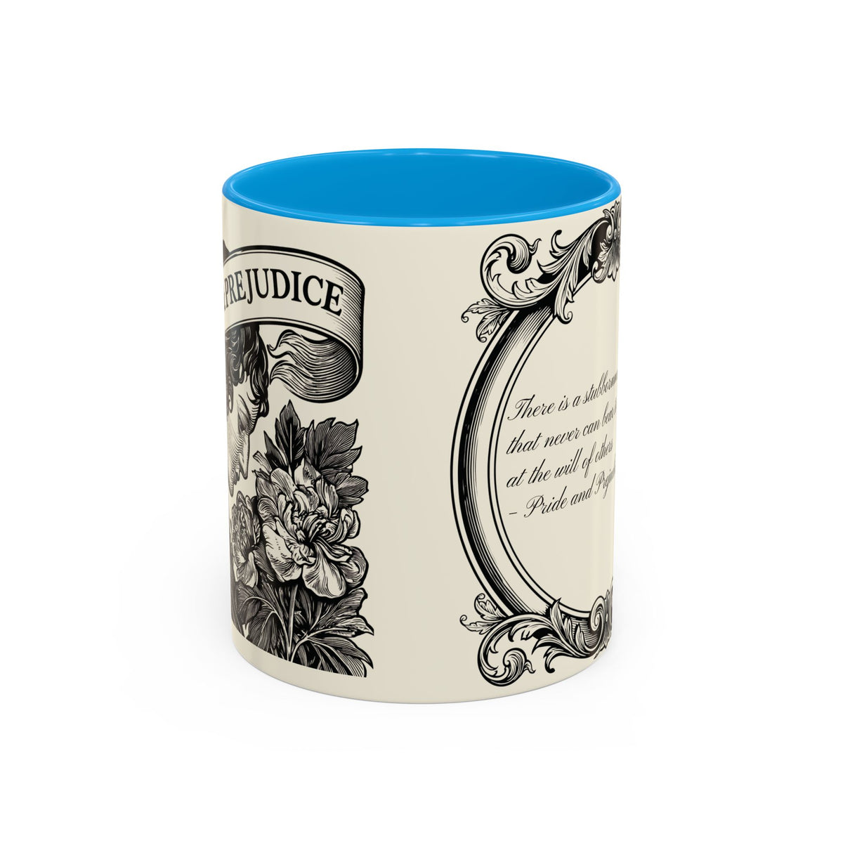 Quote from Pride & Prejudice Vintage Floral Mug — “Pride & Prejudice” Ceramic Book Lover Mug (11oz/15oz)