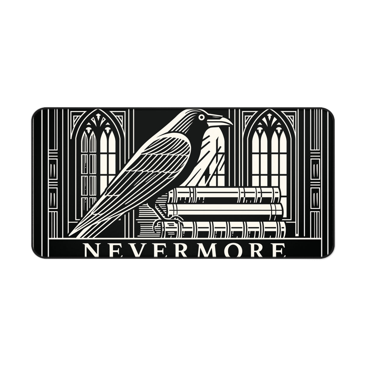 Nevermore Raven Illustration Desk Mat | Gothic Poe Library Design