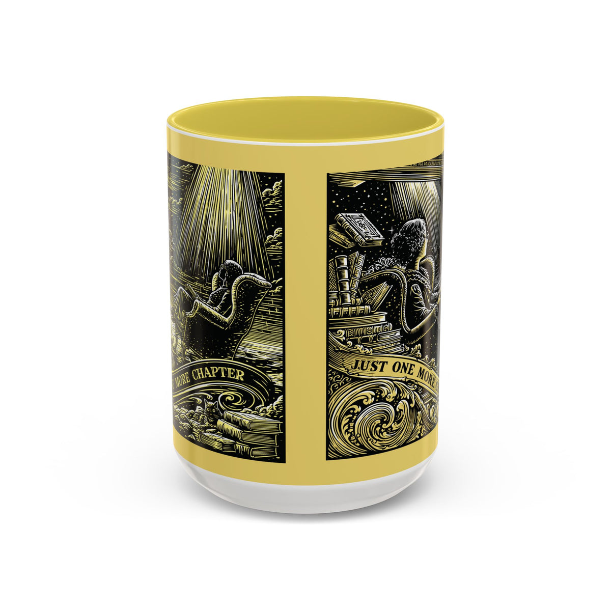 "Just One More Chapter" Under UFO Illustration Mug | Color Accent Coffee Cup