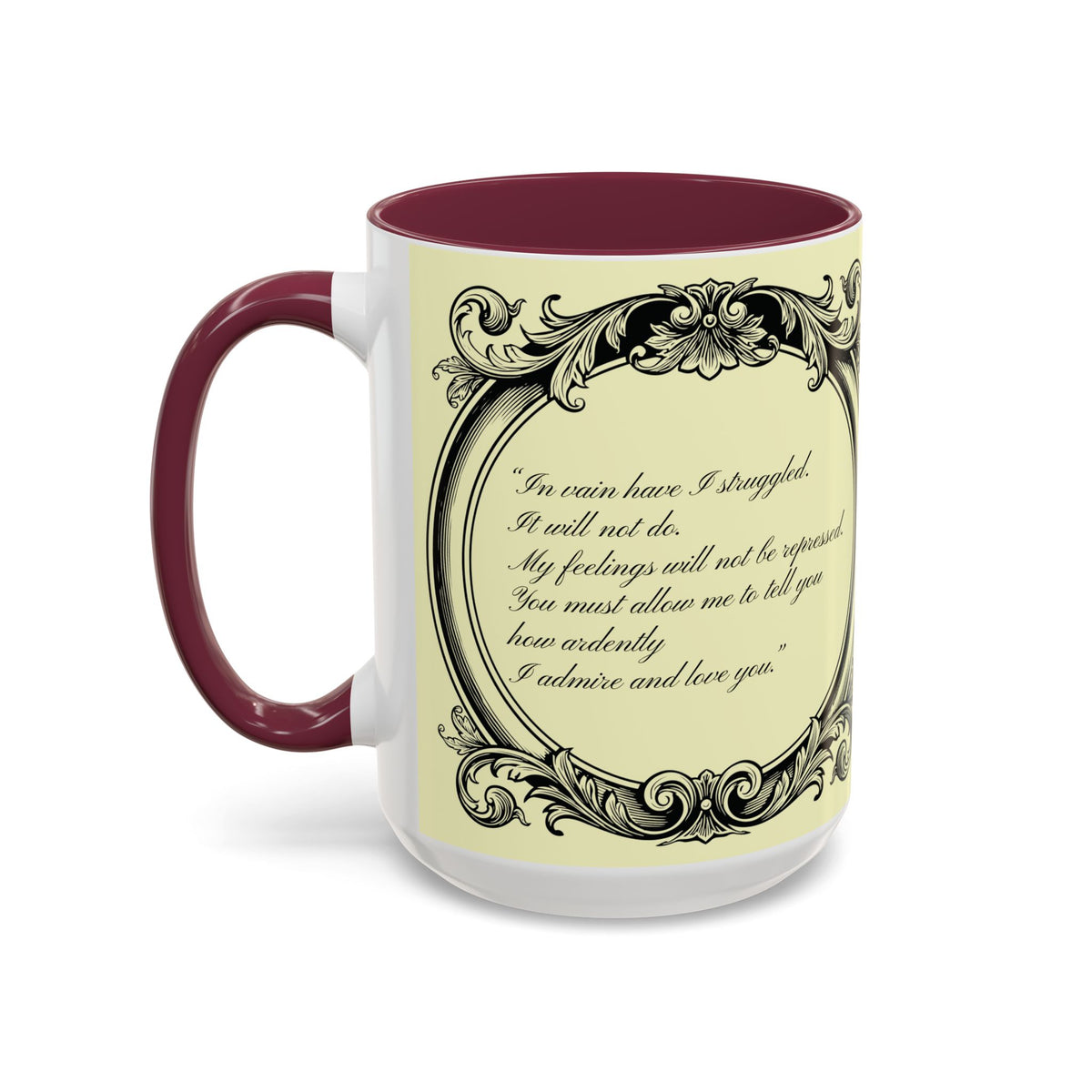 Pride & Prejudice Vintage Illustration Ceramic Mug — Mr. Darcy at Pemberley with Quote (11oz/15oz)