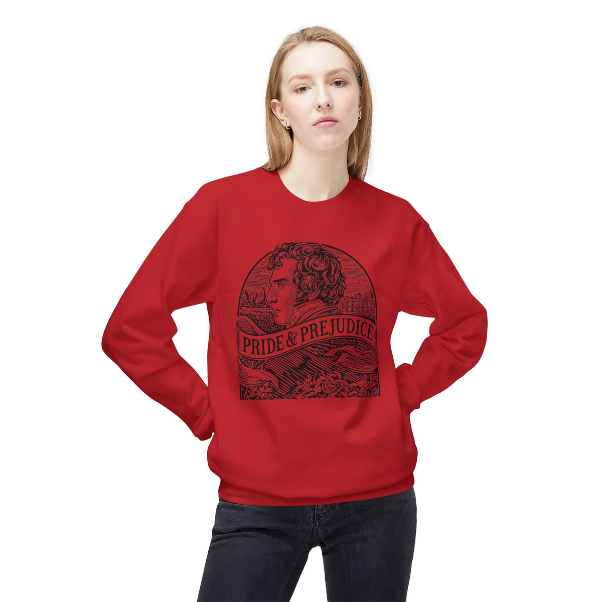 Pride & Prejudice Literary Crewneck Sweatshirt — "Swiped Right" Back