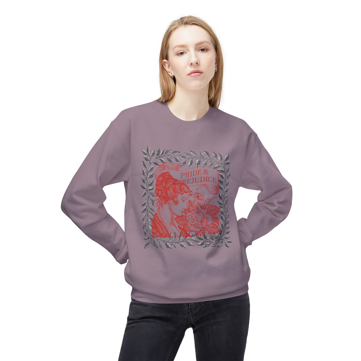 Pride & Prejudice Illustration Sweatshirt — Jane Austen Booklover Crewneck (Derbyshire Coordinates)