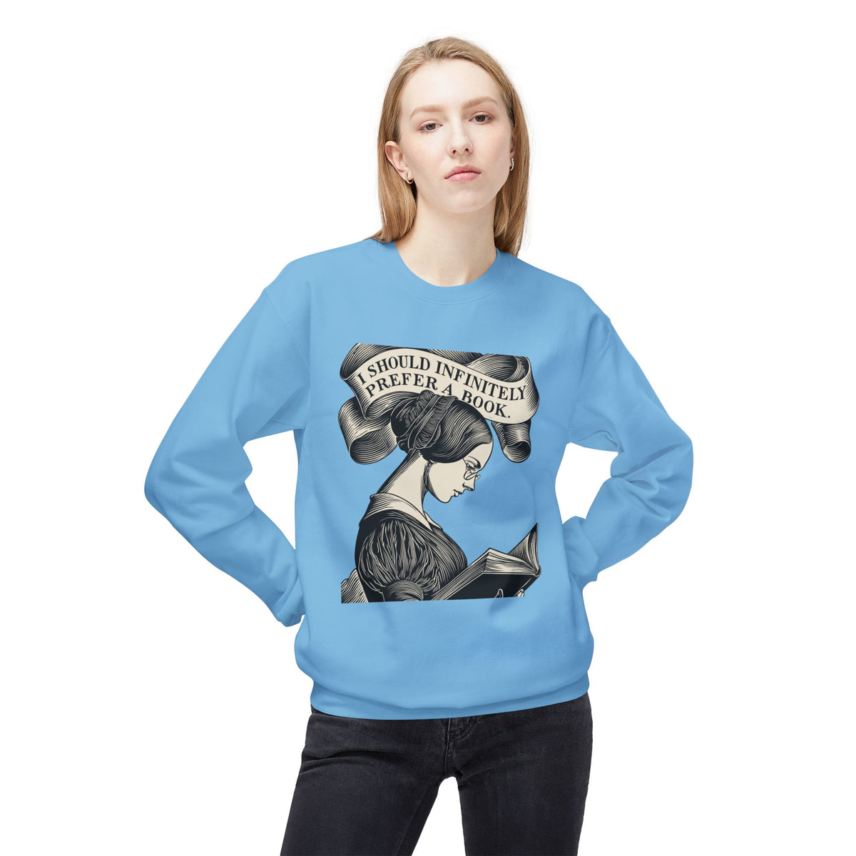 Book Lover Sweatshirt — "I Should Infinitely Prefer a Book" Vintage Reading Crewneck