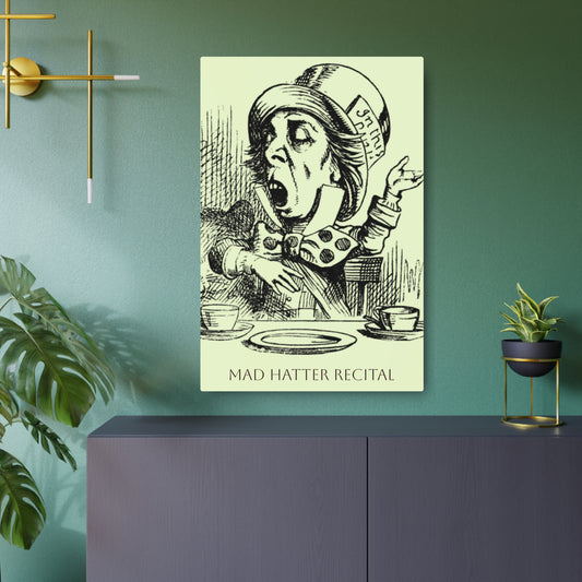 Mad Hatter Recital Metal Art Print — Vintage Alice in Wonderland Wall Decor