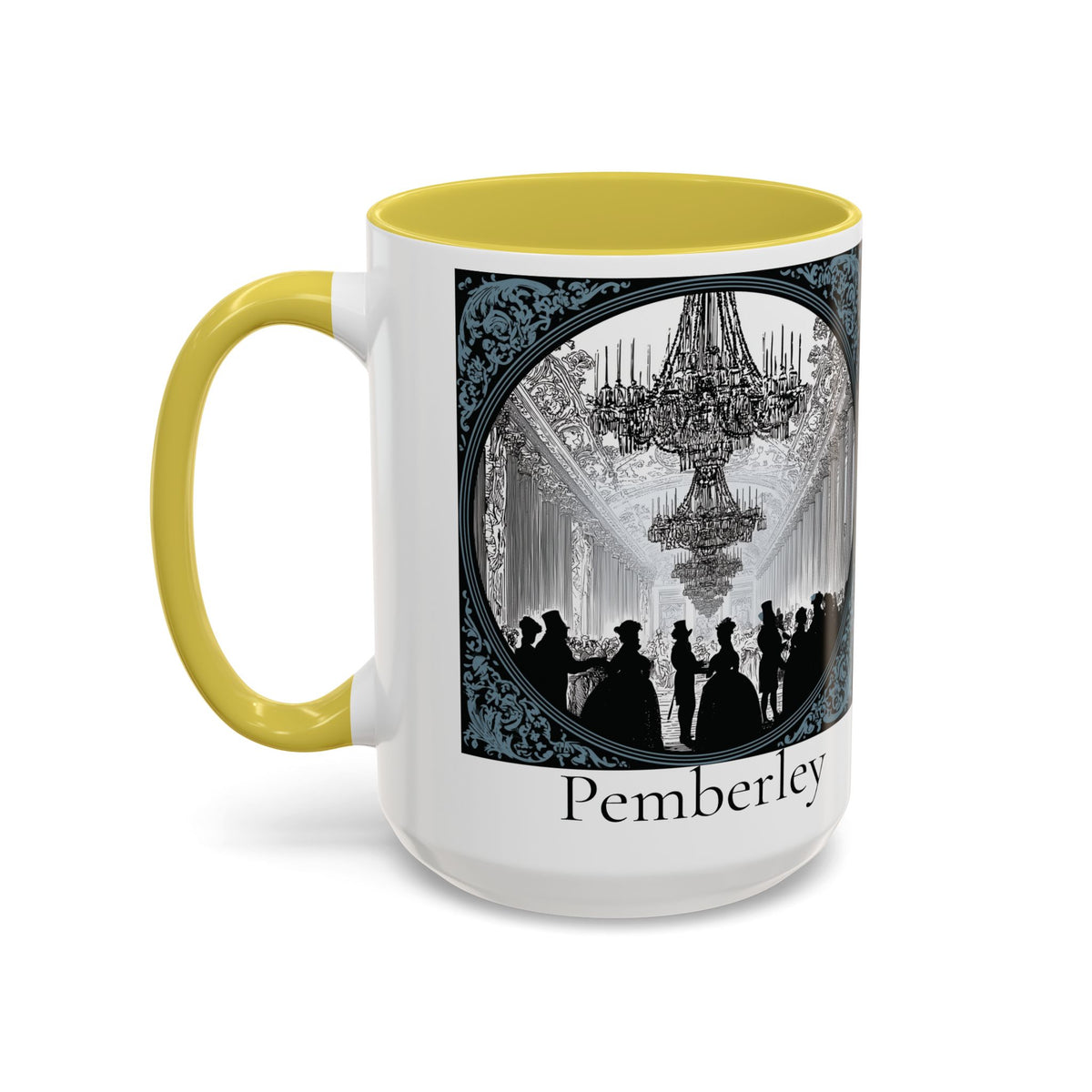 Pemberley Ballroom Illustration Mug | Color Accent Ceramic Mug