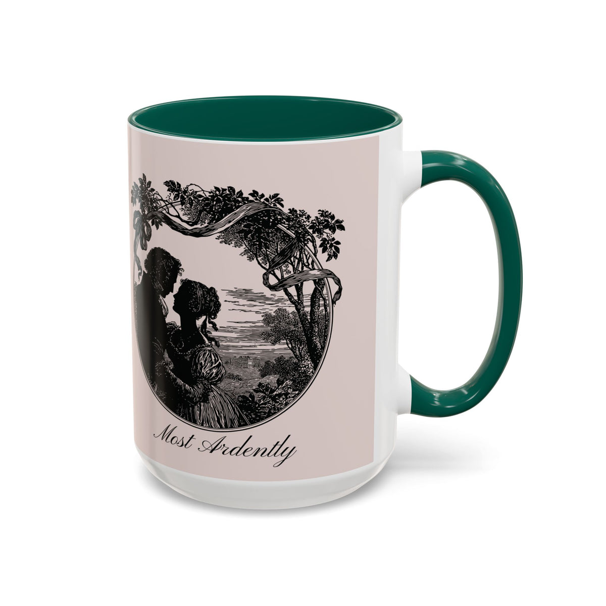 Romantic Vintage Silhouette Mug — "Most Ardently" Tea Coffee Cup (11oz/15oz)