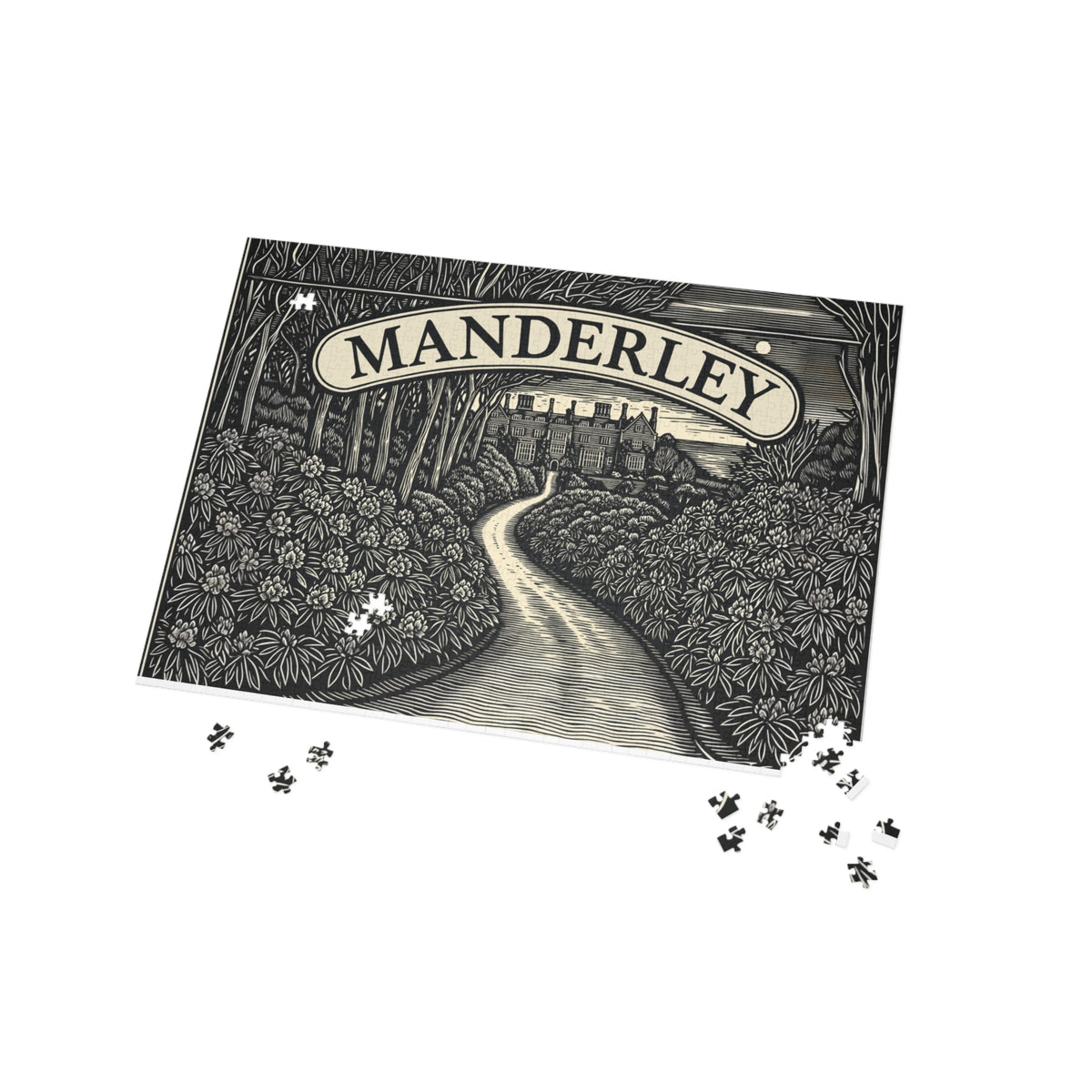 Manderley Scenic Puzzle — 'Manderley' Vintage Manor Path Jigsaw (96/252/500/1000 pcs)
