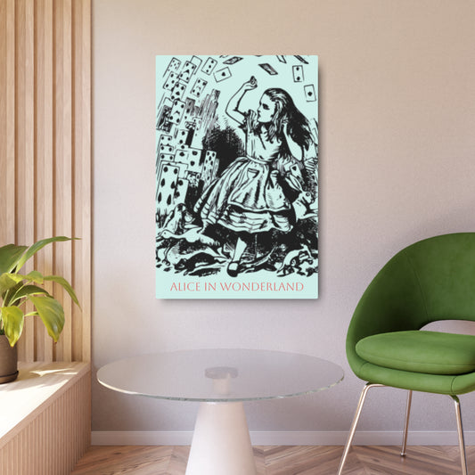 Alice in Wonderland Metal Art Print - Vintage Playing Cards Illustration Wall Decor