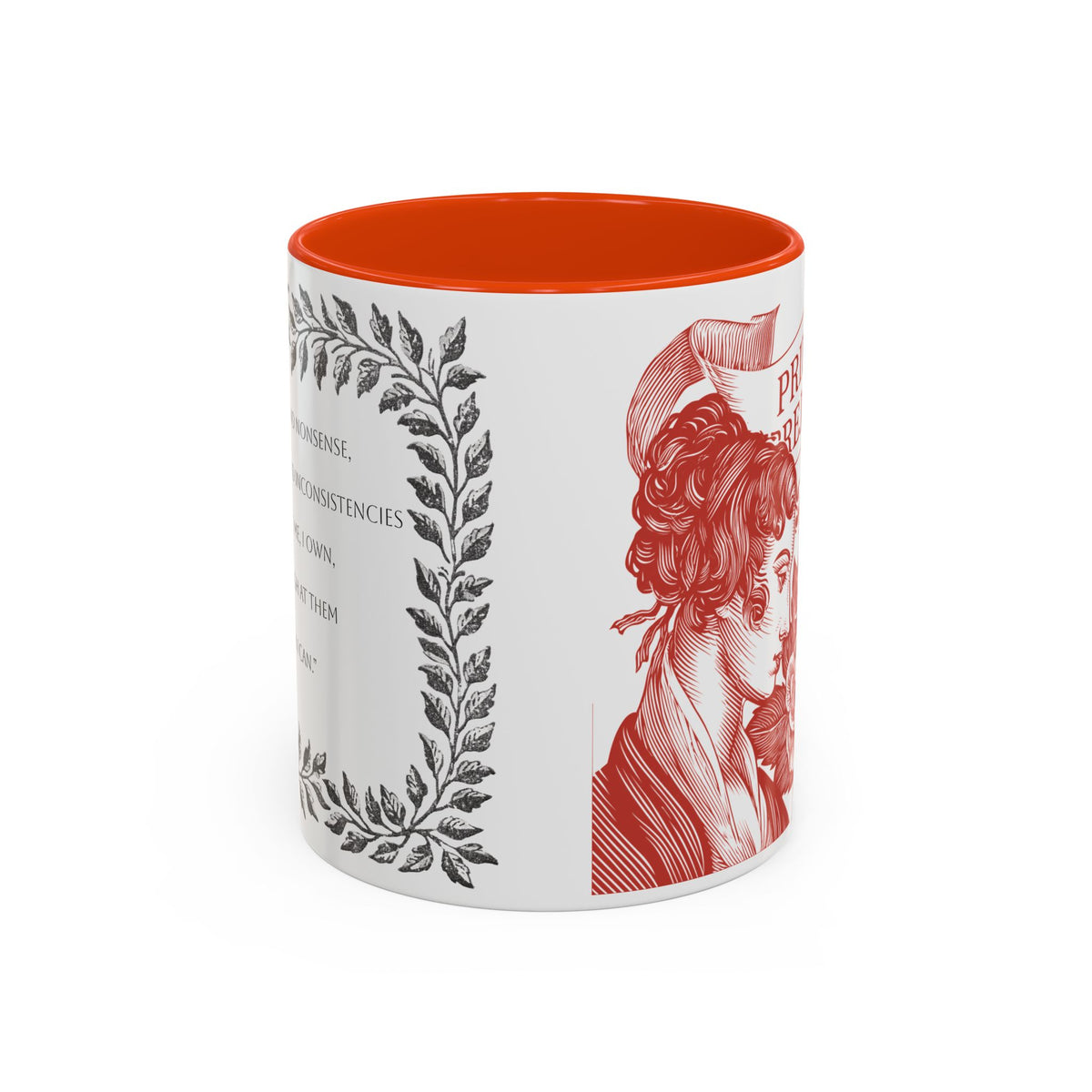 "...follies and nonsense" Elizabeth Bennet Quote  —  Pride & Prejudice Floral Mug (11oz/15oz)