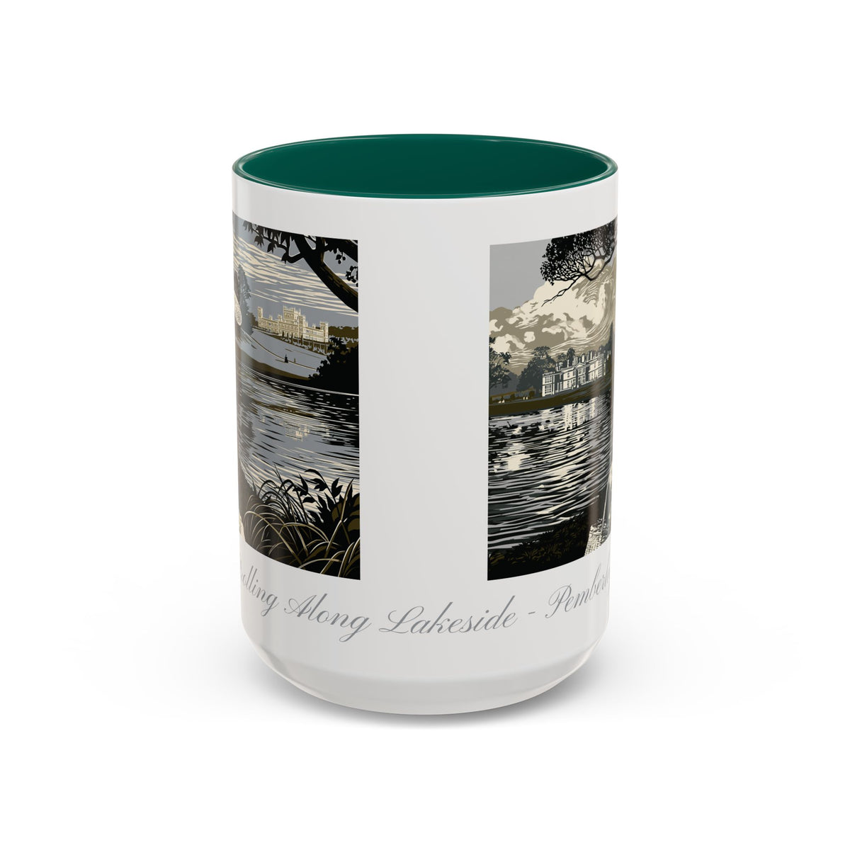 'Strolling Pemberley' Ceramic Coffee Cup — Vintage Regency Silhouette Mug