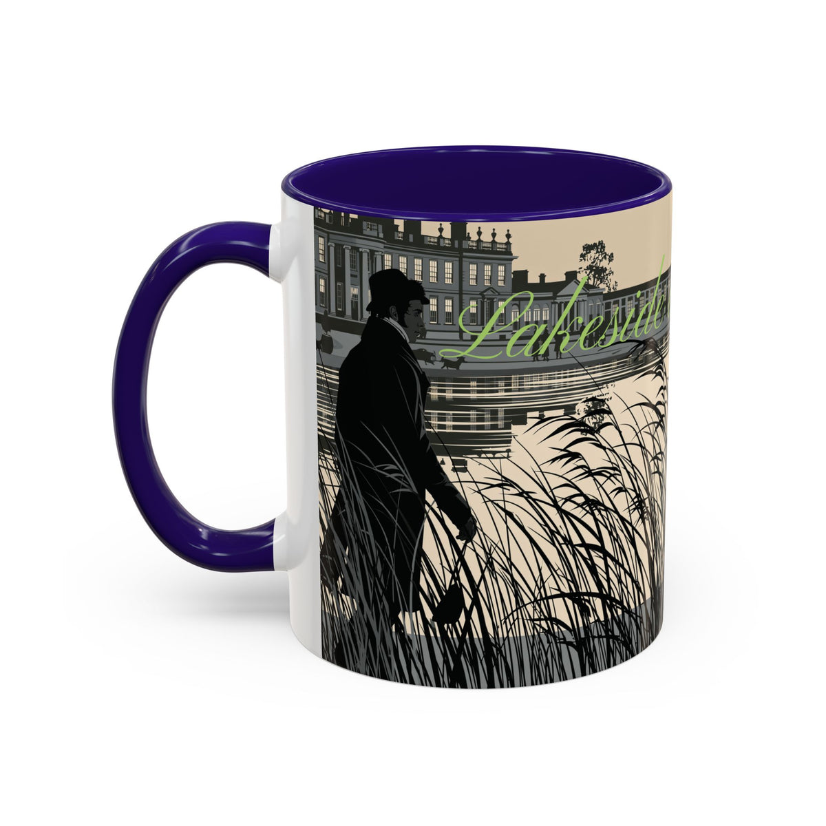 Strolling Lakeside with Mr. Darcy  —  Scenic Lakeside Vintage Gentleman Mug (11oz & 15oz)