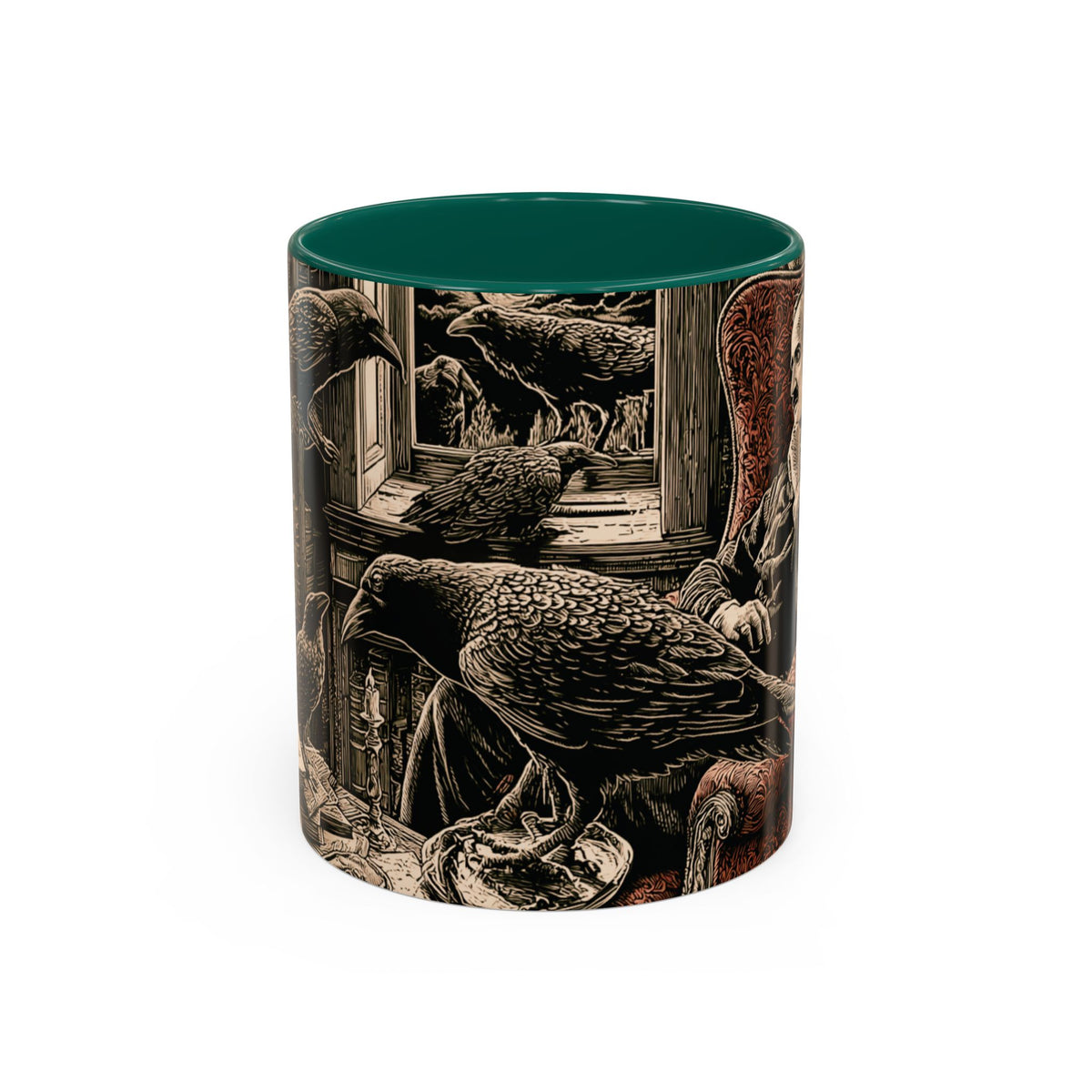 Edgar Allan Poe Raven Portrait Mug | Ceramic Coffee Cup
