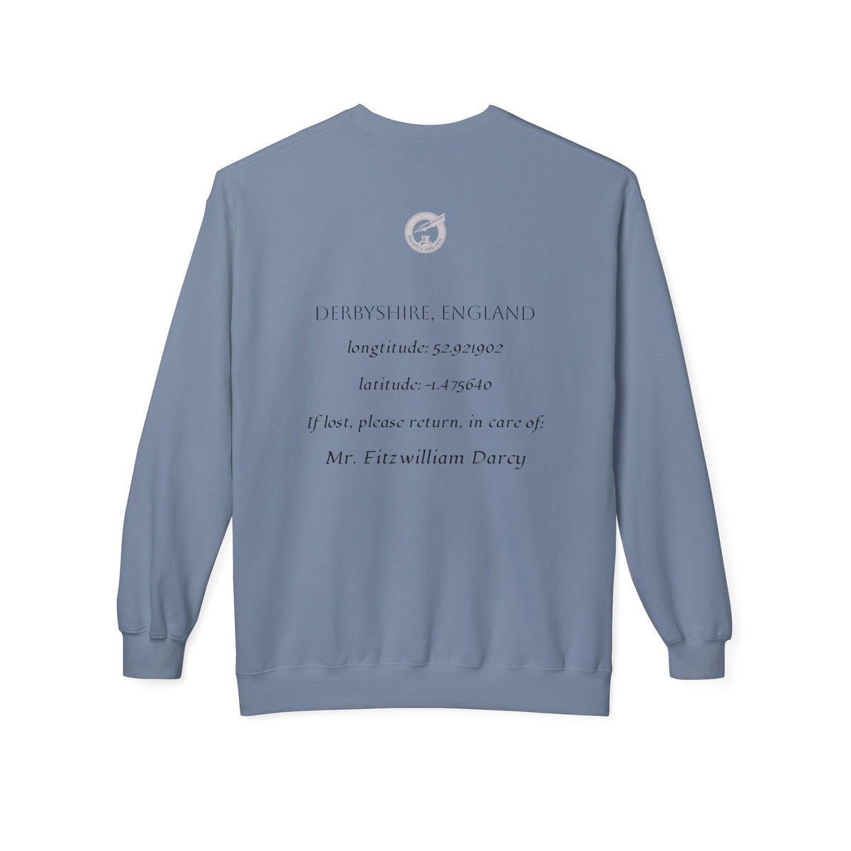 Pride & Prejudice Illustration Sweatshirt — Jane Austen Booklover Crewneck (Derbyshire Coordinates)