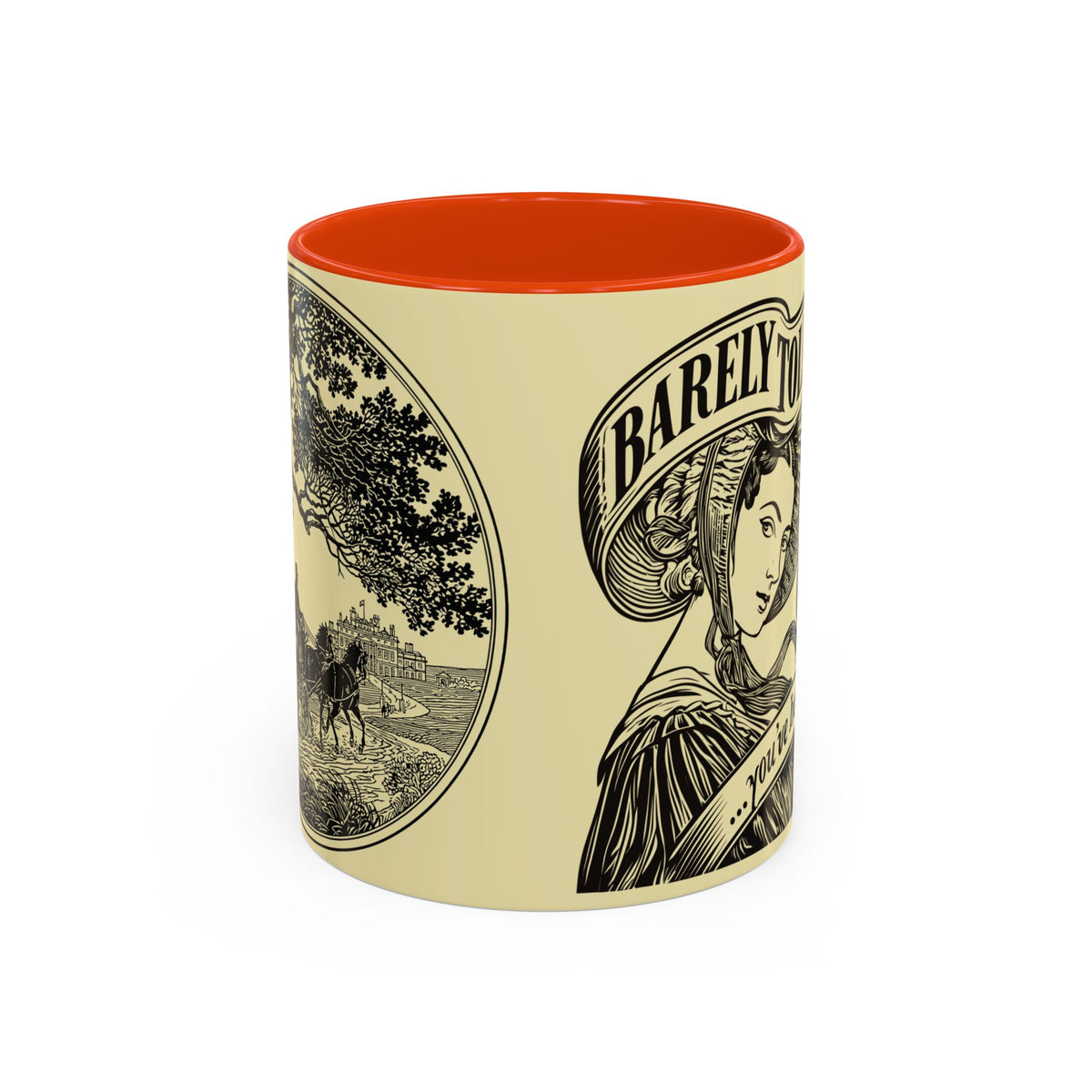 Vintage 'Barely Tolerable' Illustration Coffee Mug (11oz/15oz)